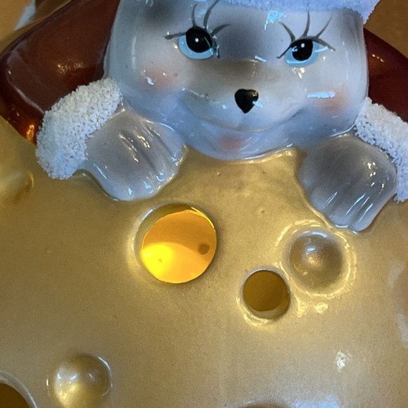 MOUSE LUMINARY Christmas Holiday Ornament WITH FLAMELESS CANDLE Tested Works - Picture 11 of 13